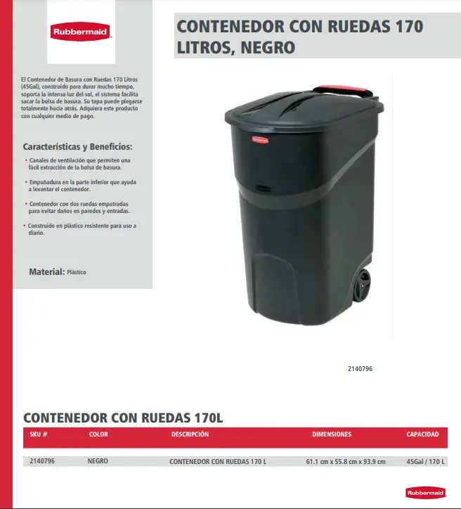 2140796 Contenedor con ruedas 170 L