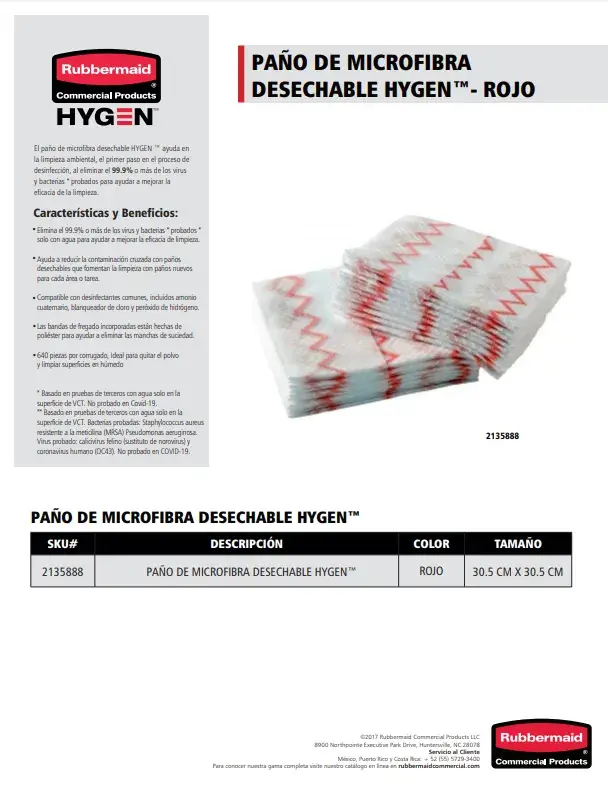 2135888 Paño de microfibra desechable HYGEN