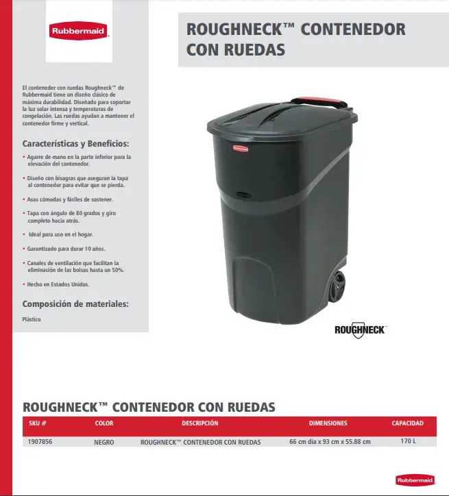 1907856 Contenedor Roughneck con ruedas