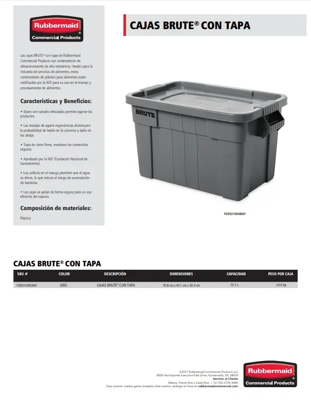 FG9S3100GRAY Cajas Brute® con tapa