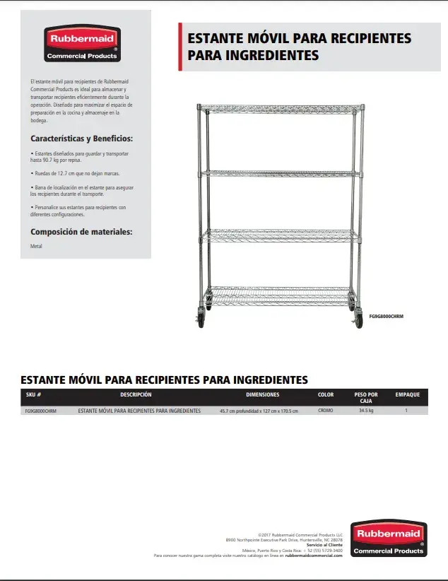 FG9G8000CHRM Estante móvil para recipientes