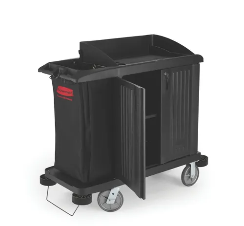 CARRO DE CAMARISTA COMPACTO EXECUTIVE CON PUERTAS – TRADICIONAL, NEGRO