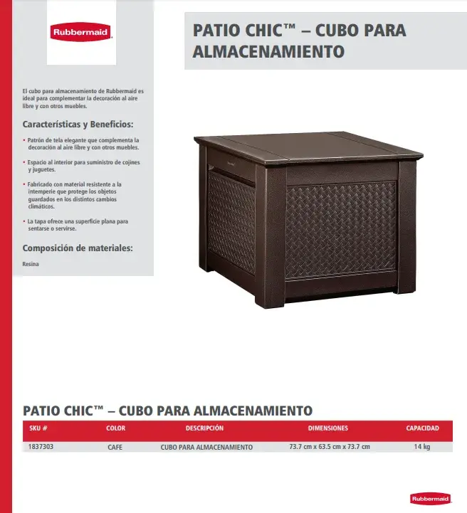 1837303 Patio Chic cubo para almacenamiento