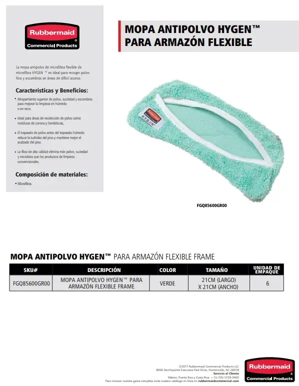 FGQ85600GR00 Mopa antipolvo HYGEN™ para armazón flexible