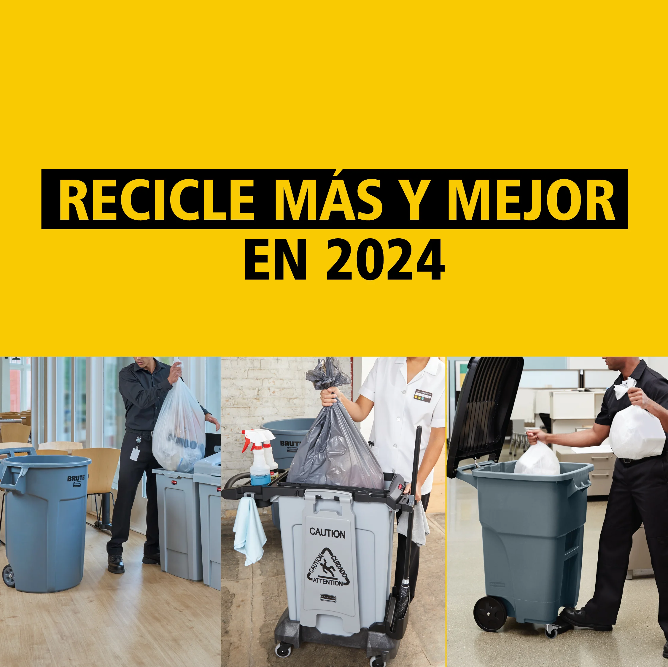 Cómo reciclar más en su negocio en 2024 con Rubbermaid Commercial Products