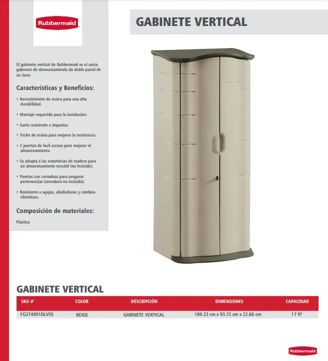 FG374901OLVSS Gabinete de almacenamiento vertical para exteriores