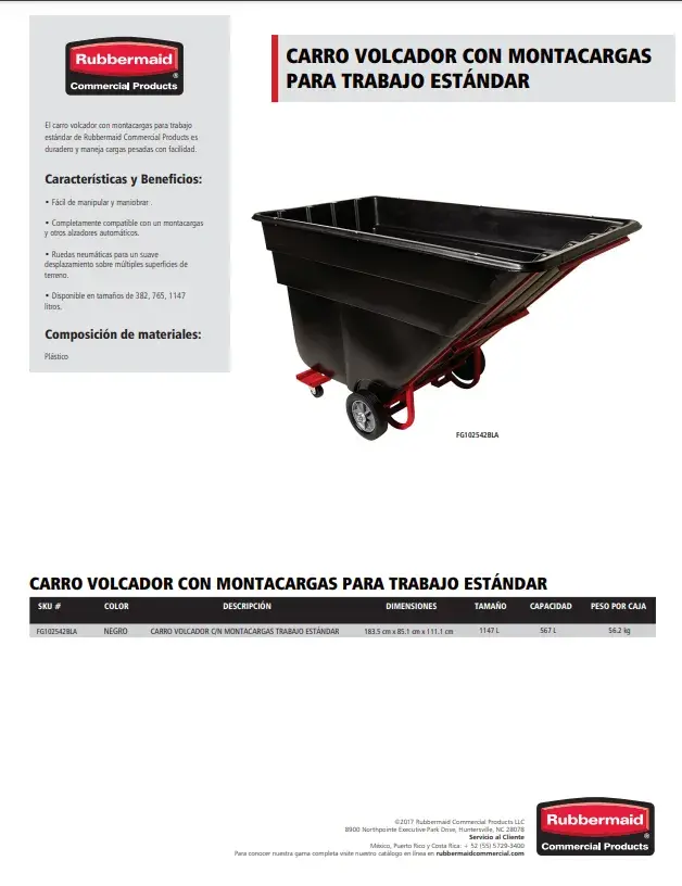 FG102542BLA Carro volcador con montacargas para trabajo estándar