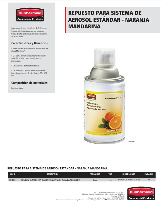 FG401504 Repuesto Aerosol Naranja Man