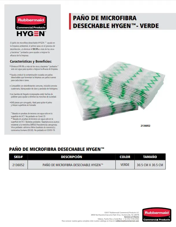 2136052 Paño de microfibra desechable HYGEN