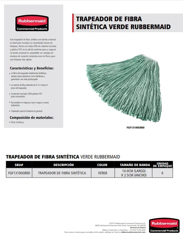 FGF13100GR00 Trapeador de fibra sintética verde