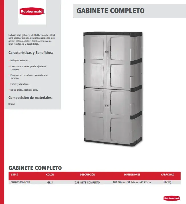 FG708300MICHR Gabinete de almacenamiento gigante completo para exteriores