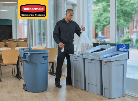 Cómo reciclar más en su negocio en 2024 con Rubbermaid Commercial Products