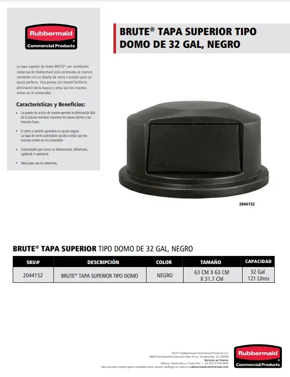 2044152 Tapa Domo 32 Gal Negro