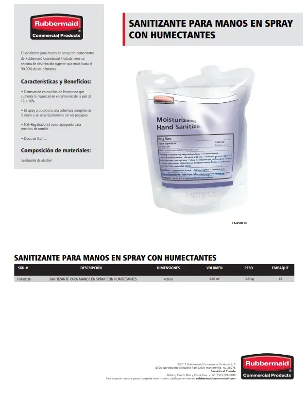 FG450030 Sanitizante para manos en spray