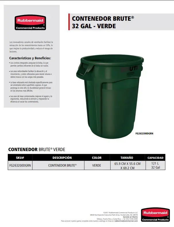 FG263200DGRN Contenedor Contenedor 32 Gal Verde