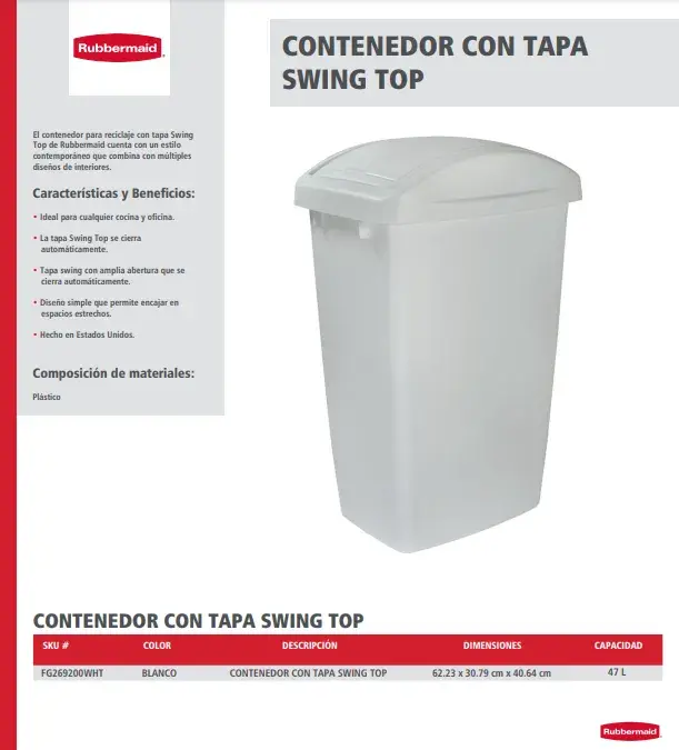 FG269200WHT Contenedor con tapa Swing Top