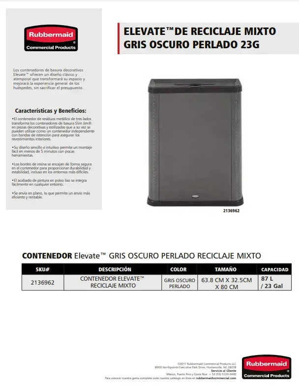 2136962 Contenedor Elevate™ de reciclaje mixto