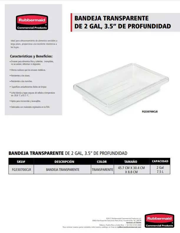 FG330700CLR Bandeja transparente