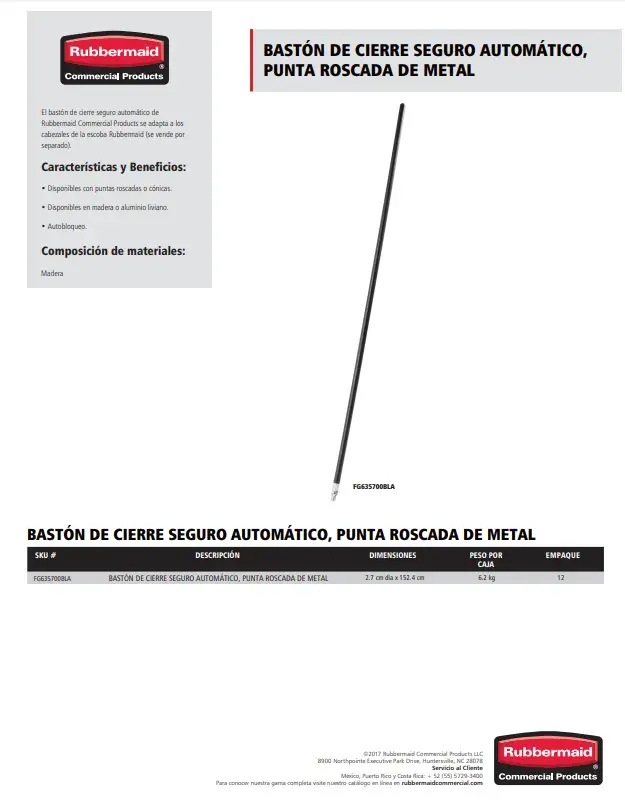 FG635700BLA Bastón de cierre seguro