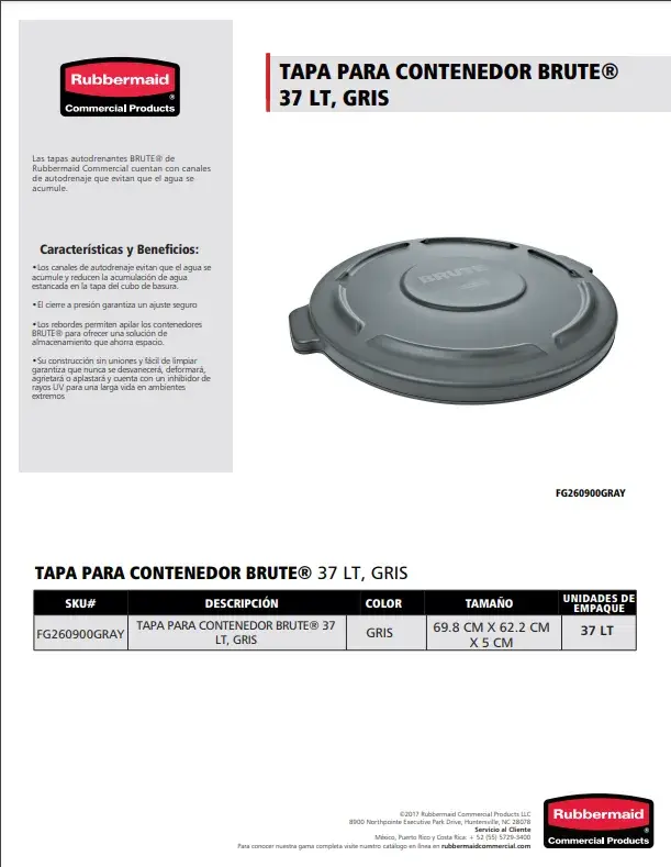 FG260900GRAY Tapa para contenedor Brute®