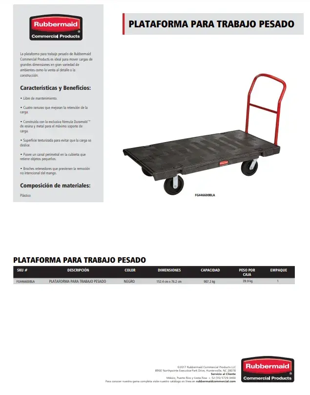 Carro Plataforma para Trabajo Pesado – Rubbermaid Commercial Products