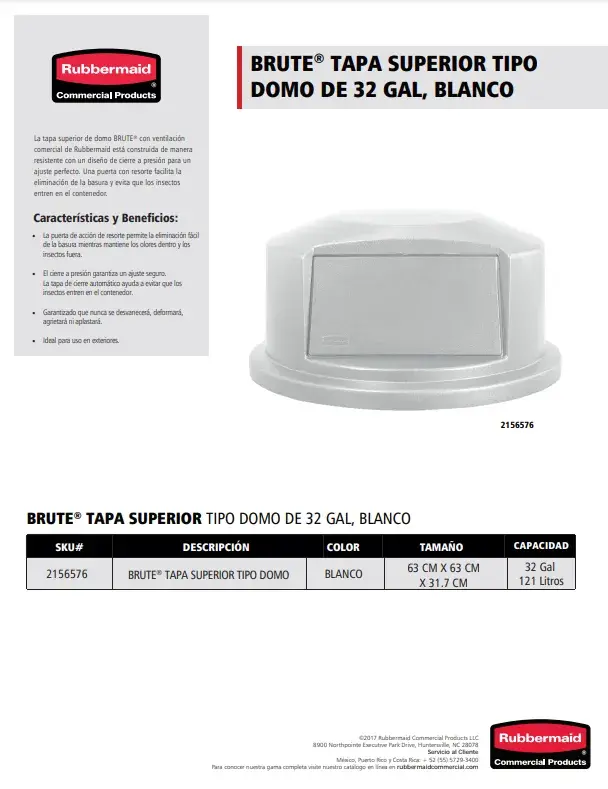 2156576 Tapa Domo 32 Gal Blanco