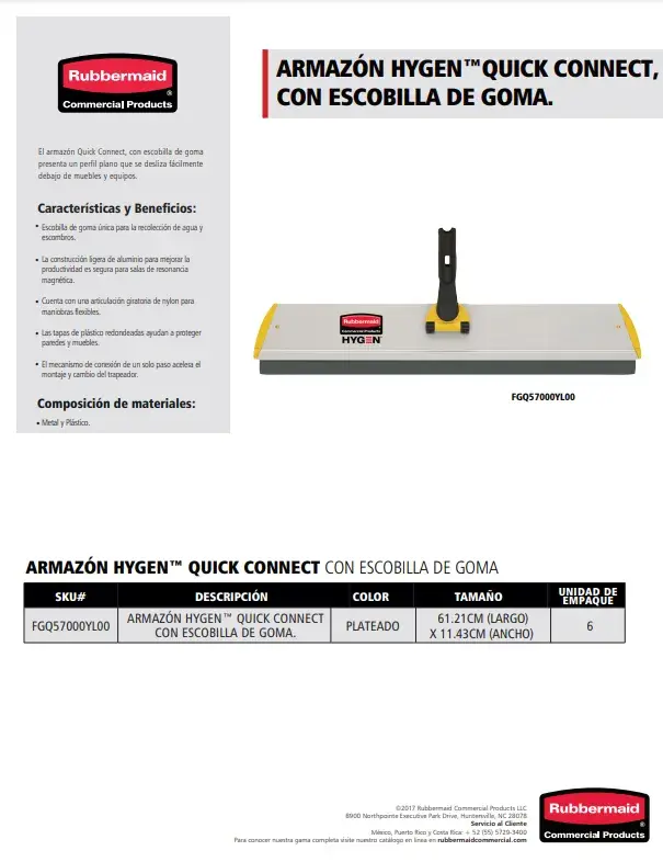 FGQ57000YL00 Armazón Quick Connect con escobilla de goma