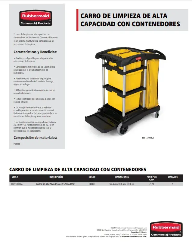 FG9T7300BLA Carro de Limpieza de Alta Capacidad