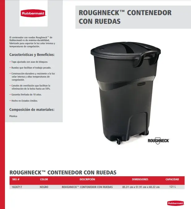 1828717 Contenedor Roughneck con ruedas