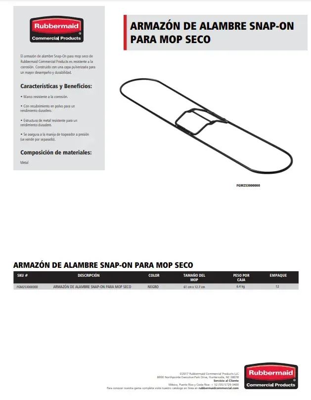 FGM253000000 Armazón de alambre Snap-On para mop seco