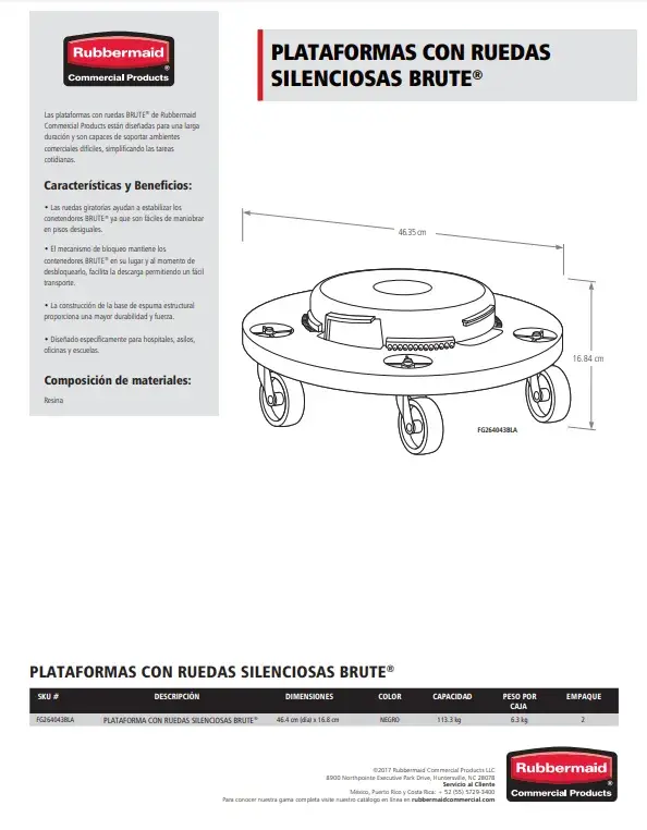 FG264043BLA Plataforma ruedas silenciosas