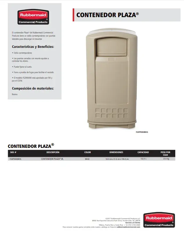 FG9P9000 Contenedor de basura para plazas