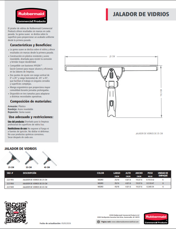 2221955 2221950 2221949 Sistema de Limpieza para vidrios