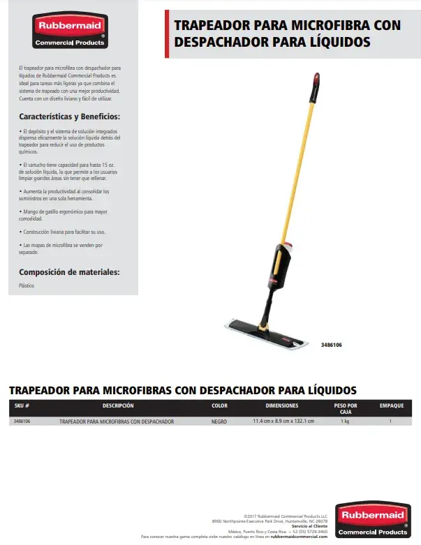 3486106 Trapeador para microfibras con despachador