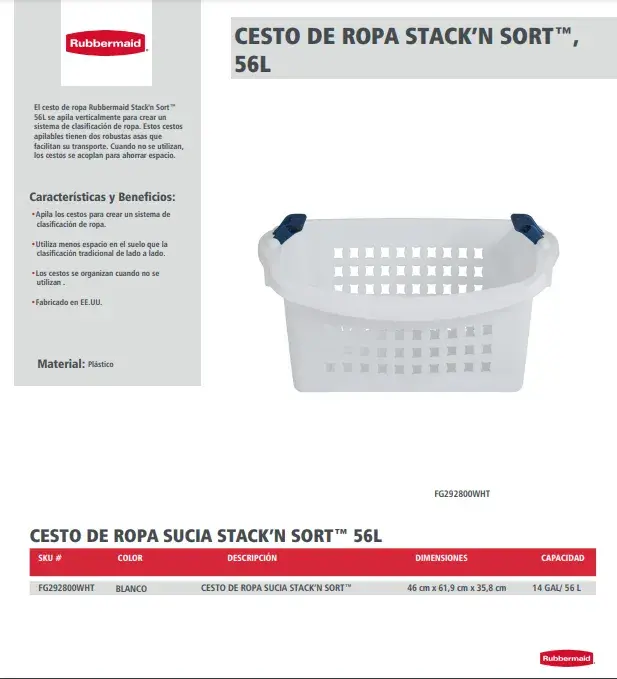 FG292800WHT Cesto para ropa Stack'n Sort