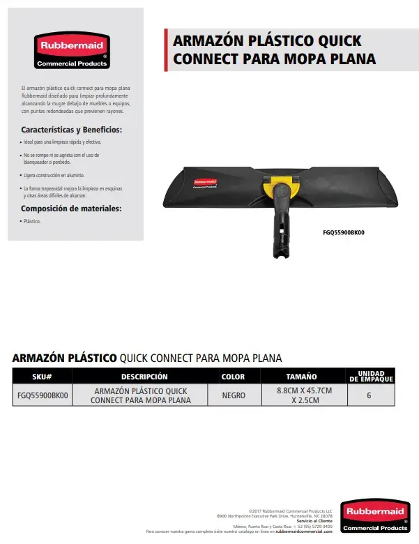 FGQ55900BK00 Armazón Quick Connect para mopa plana