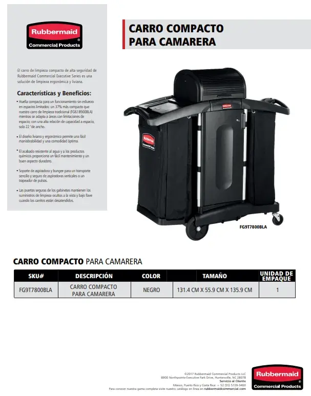 FG9T7800BLA Carro compacto para camarera