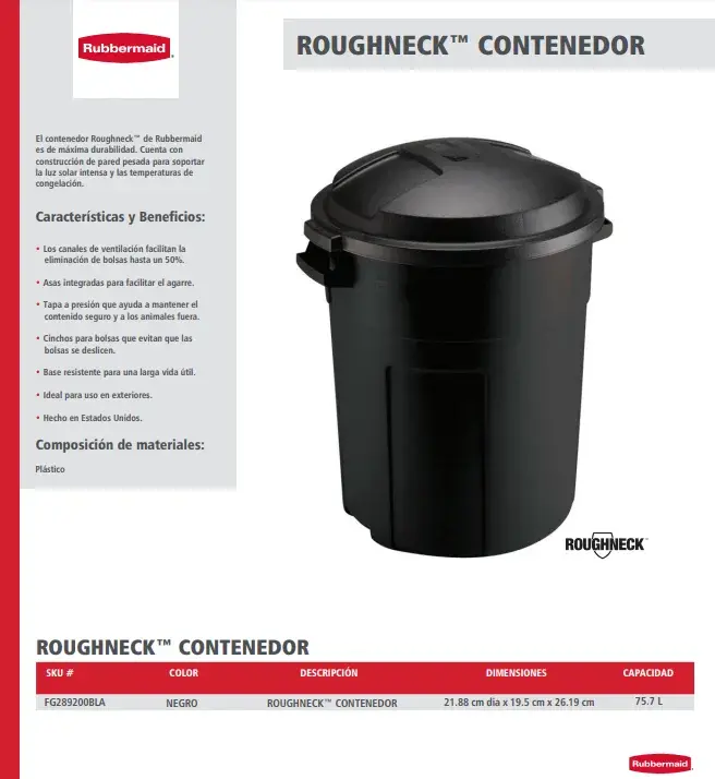 FG289200BLA Contenedor Roughneck