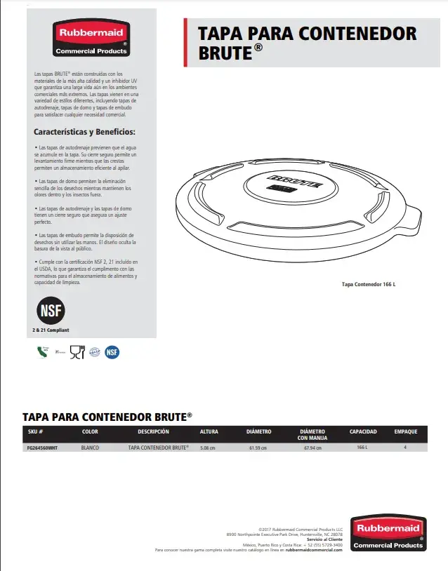 FG264560WHT Tapa Contenedor Brute®