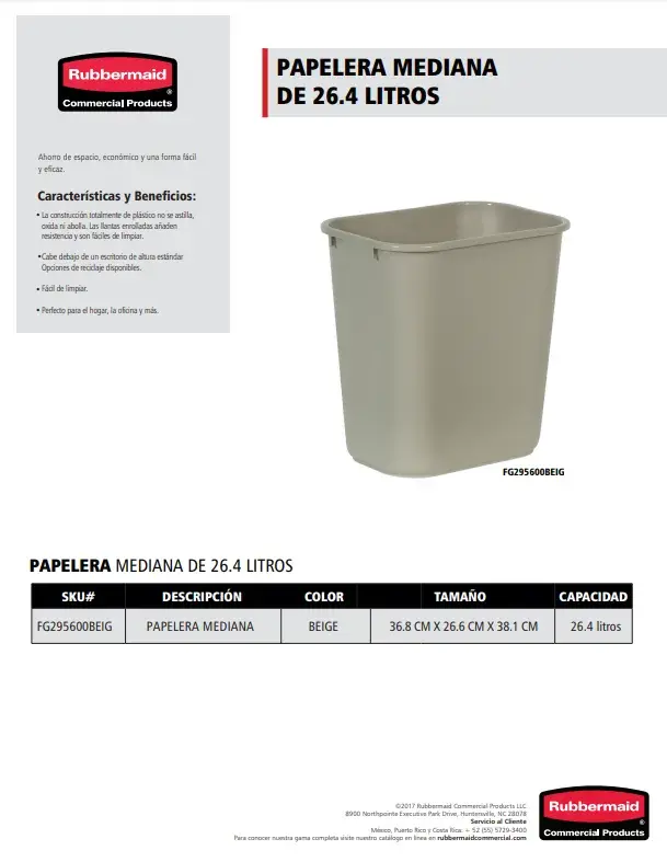 FG295600BEIG Contenedor Papelera mediana