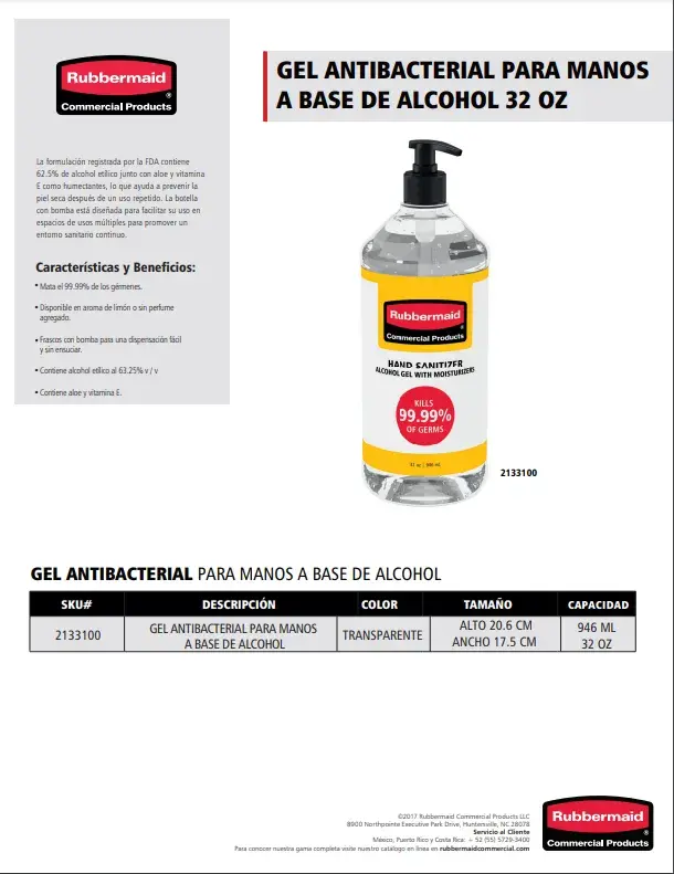 2133100 Gel antibacterial para manos