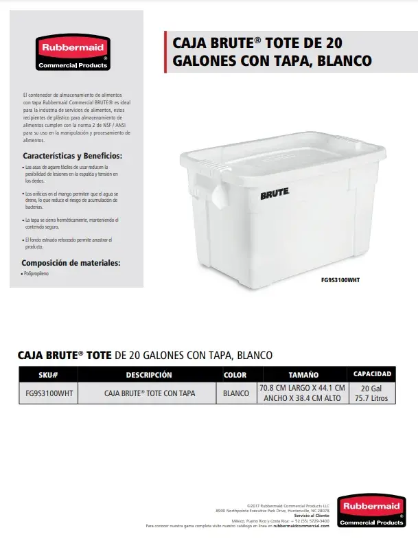 FG9S3100WHT Caja Brute® Tote