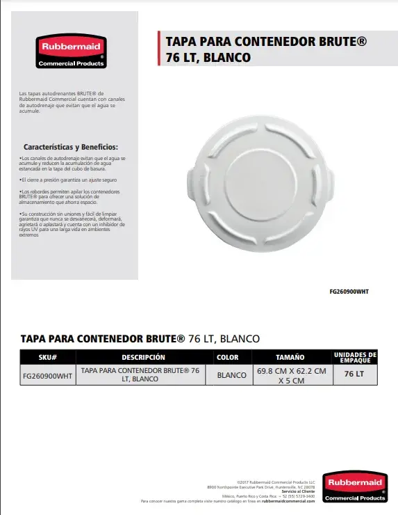 FG260900WHT Tapa para contenedor Brute®