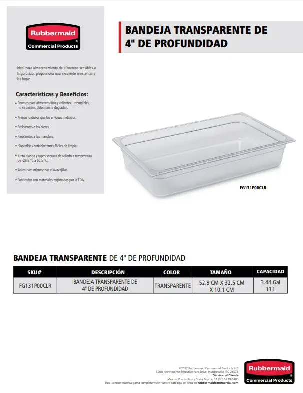 FG131P00CLR Bandeja transparente