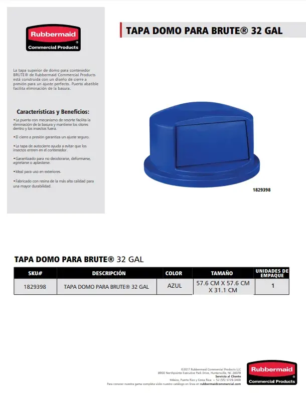 1829398 Tapa Domo para Brute® 32 Gal