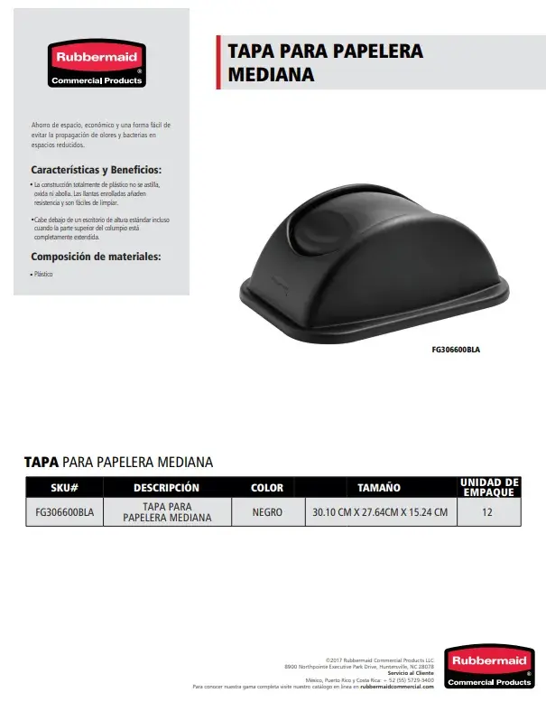 FG306600BLA Tapa para contenedor papelera mediana