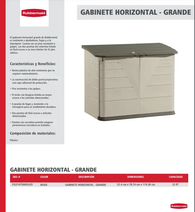 FG3747SWOLVSS Gabinete de almacenamiento horizontal grande para exteriores