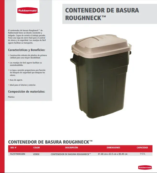 FG297900EGRN Contenedor de basura Roughneck