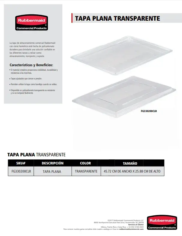 FG330200CLR Tapa plana transparente